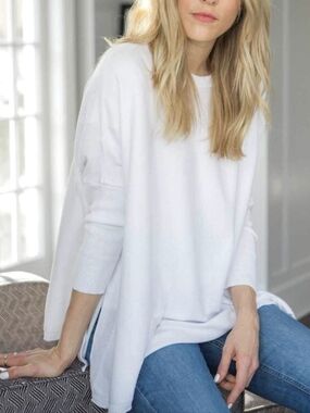 Mersea Catalina Crewneck Travel White Sweater Oversized One Size Minimalist